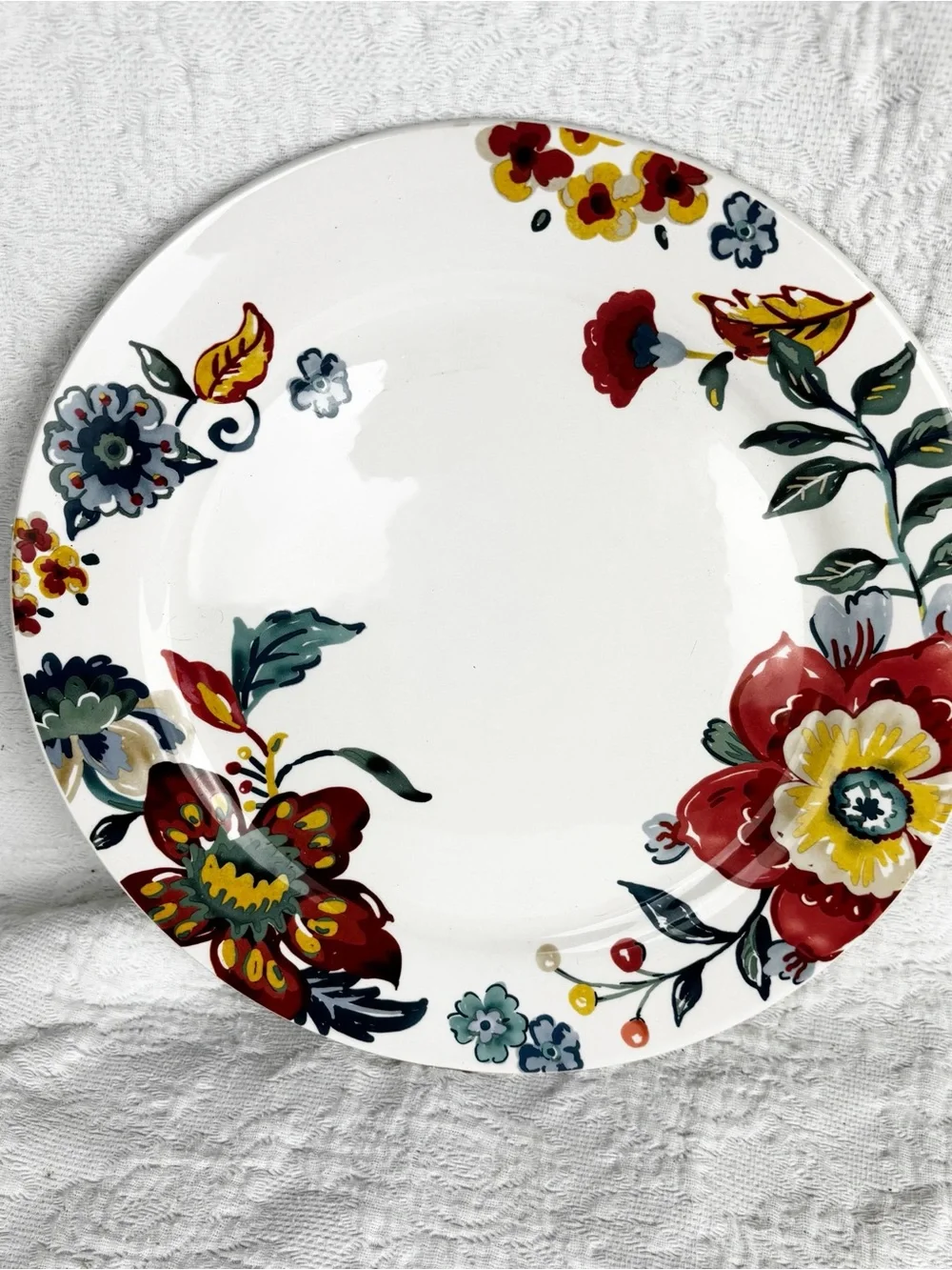 Pier 1 Eden Floral Ironstone Dinner Plates 10.75” Set of 2 Plates Rare Colorful